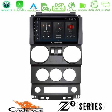 Cadence Z2 Series 8Core Android14 4+64GB  Jeep Wrangler 2Door 2008-2010 Navigation Multimedia Tablet 9" Με Carplay & Android Auto