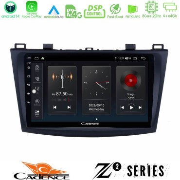 Cadence Z2 Series 8Core Android14 4+64GB  Mazda 3 2009-2014 Navigation Multimedia Tablet 9" Με Carplay & Android Auto Cadence Z2 Series 8Core Android14 4+64GB  Mazda 3 2009-2014 Navigation Multimedia Tablet 9" Με Carplay & Android Auto