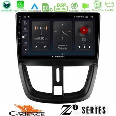 Cadence Z2 Series 8Core Android14 4+64GB  Peugeot 207 Navigation Multimedia Tablet 9" Με Carplay & Android Auto