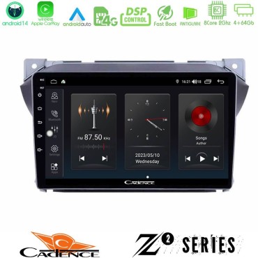 Cadence Z2 Series 8Core Android14 4+64GB  Suzuki Alto &amp; Nissan Pixo Navigation Multimedia Tablet 9" Με Carplay & Android Auto