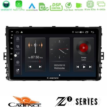 Cadence Z2 Series 8Core Android14 4+64GB  VW MQB 2017-&gt; Navigation Multimedia Tablet 9" Με Carplay & Android Auto