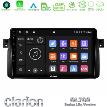 Clarion GL700 Lite Series 8Core Android11 2+32GB BMW E46 Navigation Multimedia Tablet 9" Με Carplay &amp; Android Auto