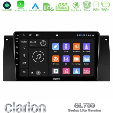 Clarion GL700 Lite Series 8Core Android11 2+32GB BMW 5 Series (E39) / X5 (E53) Navigation Multimedia Tablet 9" Με Carplay &amp; Android Auto