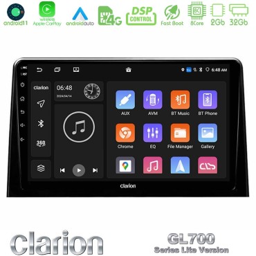 Clarion GL700 Lite Series 8Core Android11 2+32GB Peugeot Partner / Citroen Berlingo 2020-&gt; Navigation Multimedia Tablet 10" Με Carplay &amp; Android Auto