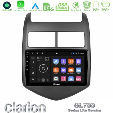 Clarion GL700 Lite Series 8Core Android11 2+32GB Chevrolet Aveo 2011-2017 Navigation Multimedia Tablet 9" Με Carplay &amp; Android Auto