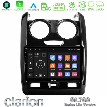 Clarion GL700 Lite Series 8Core Android11 2+32GB Dacia Duster 2014-2018 Navigation Multimedia Tablet 9" Με Carplay &amp; Android Auto