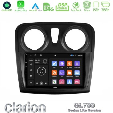 Clarion GL700 Lite Series 8Core Android11 2+32GB Dacia Dokker 2014-2021 Navigation Multimedia Tablet 9" Με Carplay &amp; Android Auto
