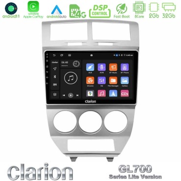 Clarion GL700 Lite Series 8Core Android11 2+32GB Dodge Caliber 2006-2011 Navigation Multimedia Tablet 10" Με Carplay &amp; Android Auto