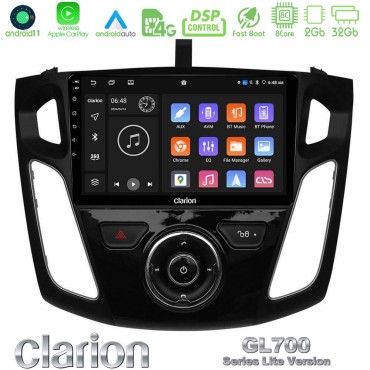 Clarion GL700 Lite Series 8Core Android11 2+32GB Ford Focus 2012-2018 Navigation Multimedia Tablet 9" Με Carplay &amp; Android Auto