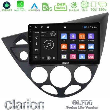 Clarion GL700 Lite Series 8Core Android11 2+32GB Ford Focus 1999-2004 Navigation Multimedia Tablet 9" Με Carplay &amp; Android Auto