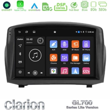Clarion GL700 Lite Series 8Core Android11 2+32GB Ford Fiesta 2008-2016 Navigation Multimedia Tablet 9" (Oem Style) Με Carplay &amp; Android Auto