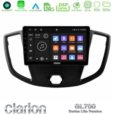 Clarion GL700 Lite Series 8Core Android11 2+32GB Ford Transit 2014-&gt; Navigation Multimedia Tablet 9" Με Carplay &amp; Android Auto