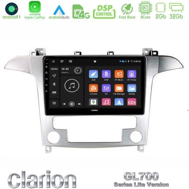 Clarion GL700 Lite Series Ford S-Max 2006-2012 8Core Android11 2+32GB Navigation Multimedia Tablet 9" Με Carplay &amp; Android Auto Με Carplay &amp; Android Auto