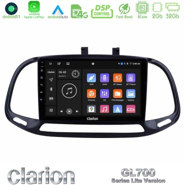 Clarion GL700 Lite Series 8Core Android11 2+32GB Fiat Doblo 2015-2022 Navigation Multimedia Tablet 9" Με Carplay &amp; Android Auto