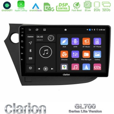 Clarion GL700 Lite Series 8Core Android11 2+32GB Honda Insight 2009-2015 Navigation Multimedia Tablet 9" Με Carplay &amp; Android Auto