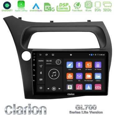 Clarion GL700 Lite Series 8Core Android11 2+32GB Honda CiviC Hatchback 2006-2011 Navigation Multimedia Tablet 9" Με Carplay &amp; Android Auto