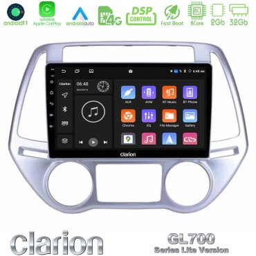 Clarion GL700 Lite Series 8Core Android11 2+32GB Hyundai i20 2012-2014 Navigation Multimedia Tablet 9" Με Carplay &amp; Android Auto