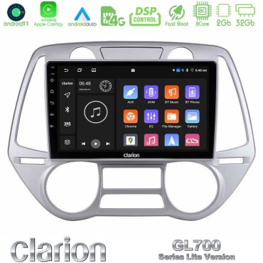 Clarion GL700 Lite Series 8Core Android11 2+32GB Hyundai i20 2009-2012 Auto A/C Navigation Multimedia Tablet 9" Με Carplay &amp; Android Auto