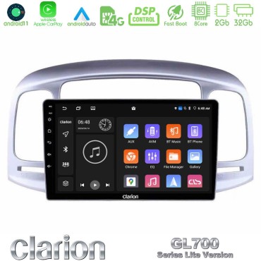 Clarion GL700 Lite Series 8Core Android11 2+32GB Hyundai Accent 2006-2011 Navigation Multimedia Tablet 9" Με Carplay &amp; Android Auto