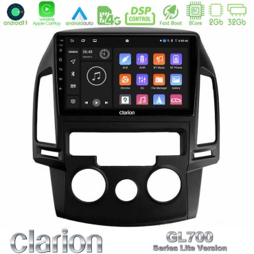 Clarion GL700 Lite Series 8Core Android11 2+32GB Hyundai i30 2007-2012 Manual A/C Navigation Multimedia Tablet 9" Με Carplay & Android Auto Clarion GL700 Lite Series 8Core Android11 2+32GB Hyundai i30 2007-2012 Manual A/C Navigation Multimedia Tablet 9" Με Carplay & Android Auto