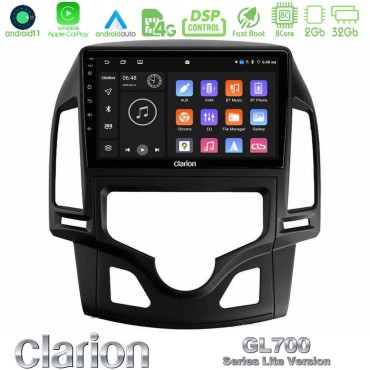 Clarion GL700 Lite Series 8Core Android11 2+32GB Hyundai i30 2007-2012 Auto A/C Navigation Multimedia Tablet 9" Με Carplay & Android Auto Clarion GL700 Lite Series 8Core Android11 2+32GB Hyundai i30 2007-2012 Auto A/C Navigation Multimedia Tablet 9" Με Carplay & Android Auto