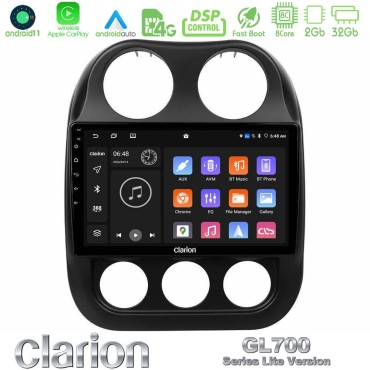 Clarion GL700 Lite Series 8Core Android11 2+32GB Jeep Compass 2012-2016 Navigation Multimedia Tablet 10" Με Carplay &amp; Android Auto