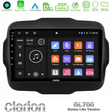 Clarion GL700 Lite Series 8Core Android11 2+32GB Jeep Renegade 2015-2019 Navigation Multimedia Tablet 9" Με Carplay &amp; Android Auto