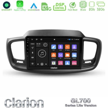 Clarion GL700 Lite Series 8Core Android11 2+32GB Kia Sorento 2018-2021 Navigation Multimedia Tablet 9" Με Carplay &amp; Android Auto