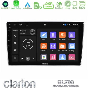 Clarion GL700 Lite Series Kia Sportage 2005-2008 8Core Android11 2+32GB Navigation Multimedia Tablet 9" Με Carplay &amp; Android Auto Με Carplay &amp; Android Auto