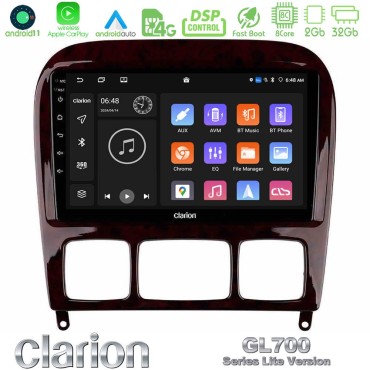 Clarion GL700 Lite Series 8Core Android11 2+32GB Mercedes S Class 1999-2004 (W220) Navigation Multimedia Tablet 9" Με Carplay &amp; Android Auto