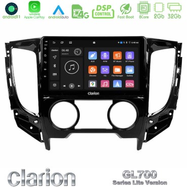 Clarion GL700 Lite Series 8Core Android11 2+32GB Mitsubishi L200 2016-&gt; &amp; Fiat Fullback (Manual A/C) Navigation Multimedia Tablet 9" Με Carplay &amp; Android Auto