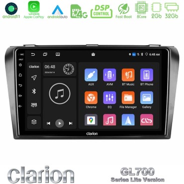 Clarion GL700 Lite Series 8Core Android11 2+32GB Mazda 3 2004-2009 Navigation Multimedia Tablet 9" Με Carplay &amp; Android Auto