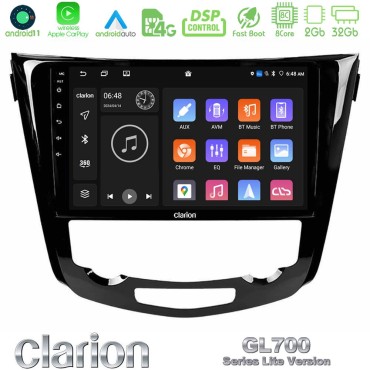 Clarion GL700 Lite Series 8Core Android11 2+32GB Nissan Qashqai J11 (AUTO A/C) Navigation Multimedia Tablet 10" Με Carplay &amp; Android Auto
