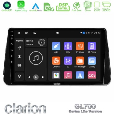 Clarion GL700 Lite Series 8Core Android11 2+32GB Nissan Micra K14 Navigation Multimedia Tablet 9" Με Carplay &amp; Android Auto