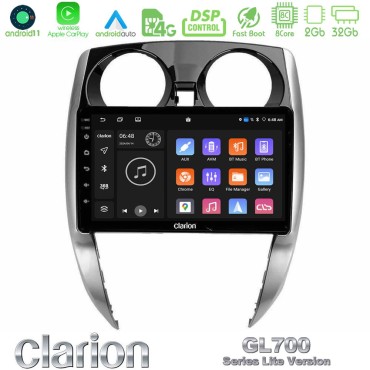Clarion GL700 Lite Series 8Core Android11 2+32GB Nissan Note 2013-2018 Navigation Multimedia Tablet 10" Με Carplay &amp; Android Auto
