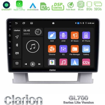 Clarion GL700 Lite Series 8Core Android11 2+32GB Opel Astra J 2010-2014 Navigation Multimedia Tablet 9" Με Carplay &amp; Android Auto