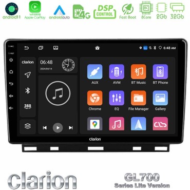 Clarion GL700 Lite Series 8Core Android11 2+32GB Renault Clio 5 2020-2024 Navigation Multimedia Tablet 9" Με Carplay &amp; Android Auto