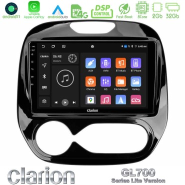 Clarion GL700 Lite Series 8Core Android11 2+32GB Renault Captur 2013-2019 (Auto AC) Navigation Multimedia Tablet 9" Με Carplay &amp; Android Auto