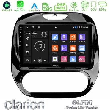 Clarion GL700 Lite Series 8Core Android11 2+32GB Renault Captur 2013-2019 (Manual AC) Navigation Multimedia Tablet 9" Με Carplay &amp; Android Auto