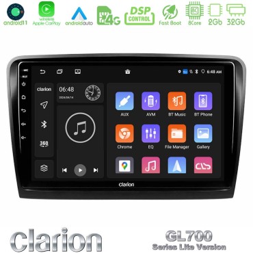 Clarion GL700 Lite Series 8Core Android11 2+32GB Skoda Superb 2008-2015 Navigation Multimedia Tablet 10" Με Carplay & Android Auto Clarion GL700 Lite Series 8Core Android11 2+32GB Skoda Superb 2008-2015 Navigation Multimedia Tablet 10" Με Carplay & Android Auto