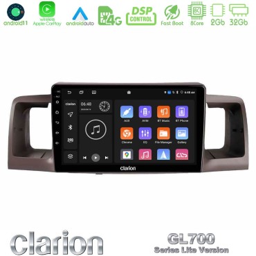 Clarion GL700 Lite Series 8Core Android11 2+32GB Toyota Corolla 2002-2006 Navigation Multimedia Tablet 9" Με Carplay &amp; Android Auto