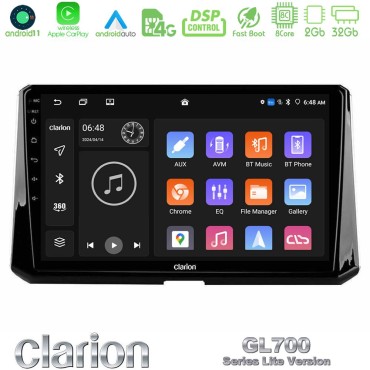 Clarion GL700 Lite Series 8Core Android11 2+32GB Toyota Corolla 2019-2022 Navigation Multimedia Tablet 10" Με Carplay &amp; Android Auto