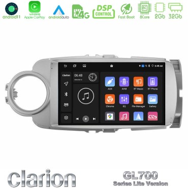 Clarion GL700 Lite Series 8Core Android11 2+32GB Toyota Yaris Navigation Multimedia Tablet 9" Με Carplay &amp; Android Auto