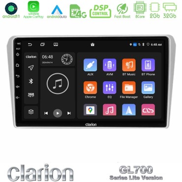 Clarion GL700 Lite Series 8Core Android11 2+32GB Toyota Avensis T25 02/2003–2008 Navigation Multimedia Tablet 9" Με Carplay &amp; Android Auto