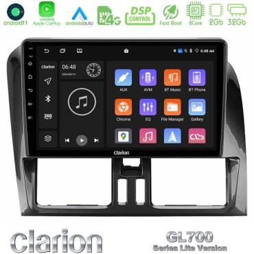 Clarion GL700 Lite Series 8Core Android11 2+32GB Volvo XC60 2009-2012 Navigation Multimedia Tablet 9" Με Carplay &amp; Android Auto