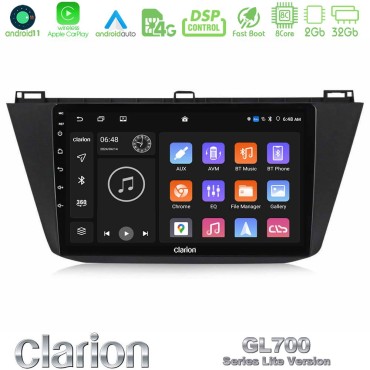 Clarion GL700 Lite Series Vw Tiguan 2016-2022 8Core Android11 2+32GB Navigation Multimedia Tablet 10" Με Carplay &amp; Android Auto