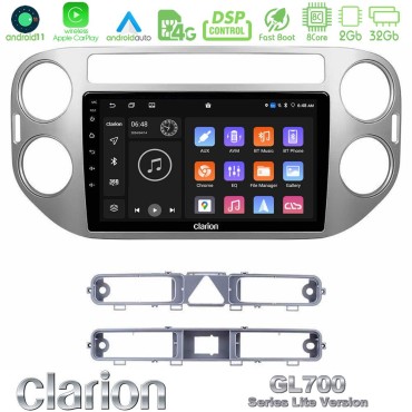 Clarion GL700 Lite Series 8Core Android11 2+32GB VW Tiguan Navigation Multimedia Tablet 9" Με Carplay &amp; Android Auto