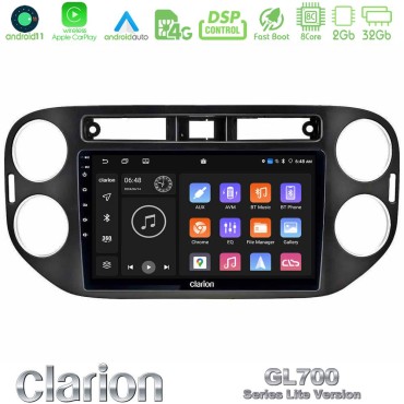 Clarion GL700 Lite Series 8Core Android11 2+32GB VW Tiguan Navigation Multimedia Tablet 9" (23mm alarm button) Με Carplay &amp; Android Auto