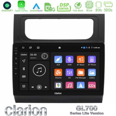 Clarion GL700 Lite Series 8Core Android11 2+32GB VW Touran 2011-2015 Navigation Multimedia Tablet 10" Με Carplay &amp; Android Auto