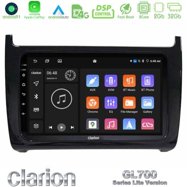 Clarion GL700 Lite Series 8Core Android11 2+32GB Vw Polo 2009-2014 Navigation Multimedia Tablet 9" Με Carplay &amp; Android Auto